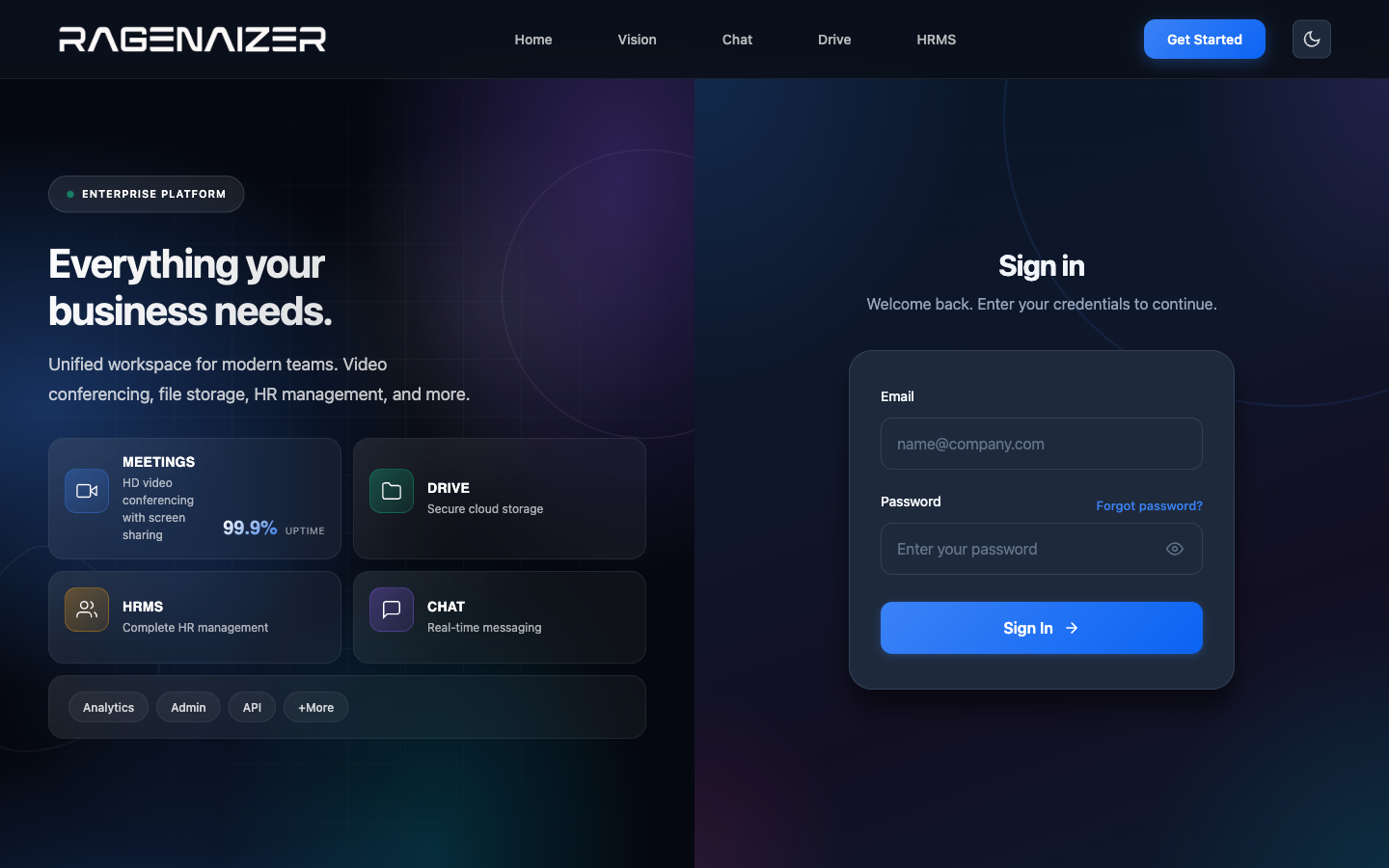 Login screen