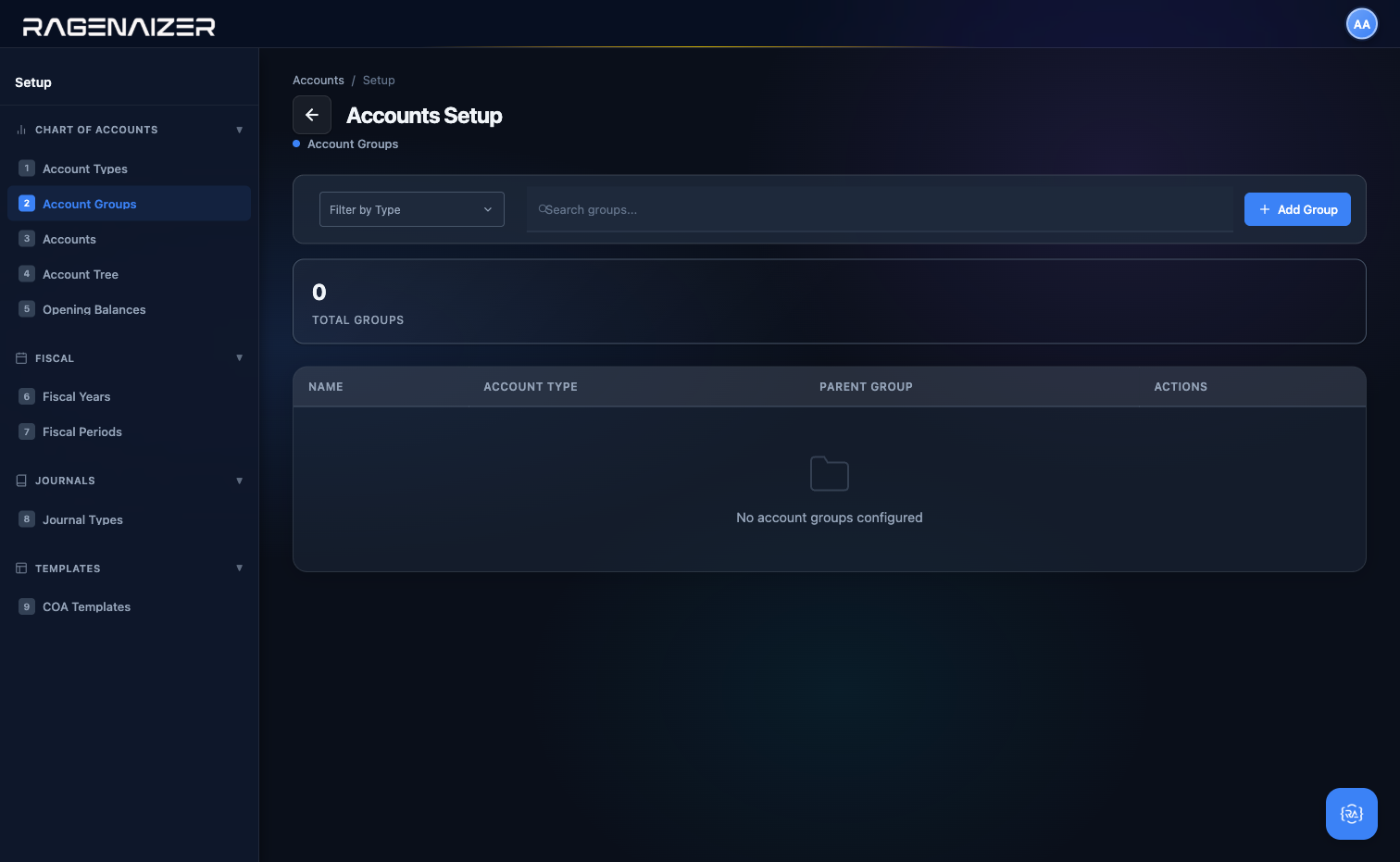 Account Groups empty state