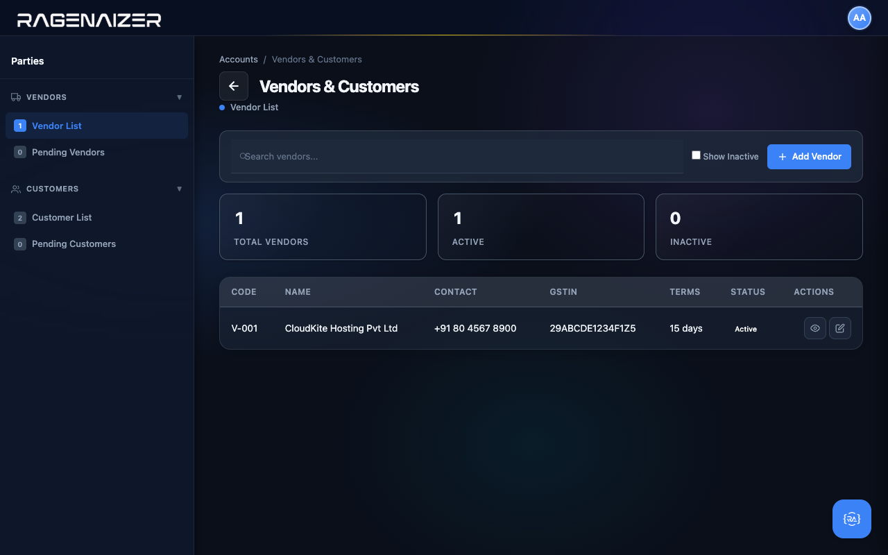 Vendor saved