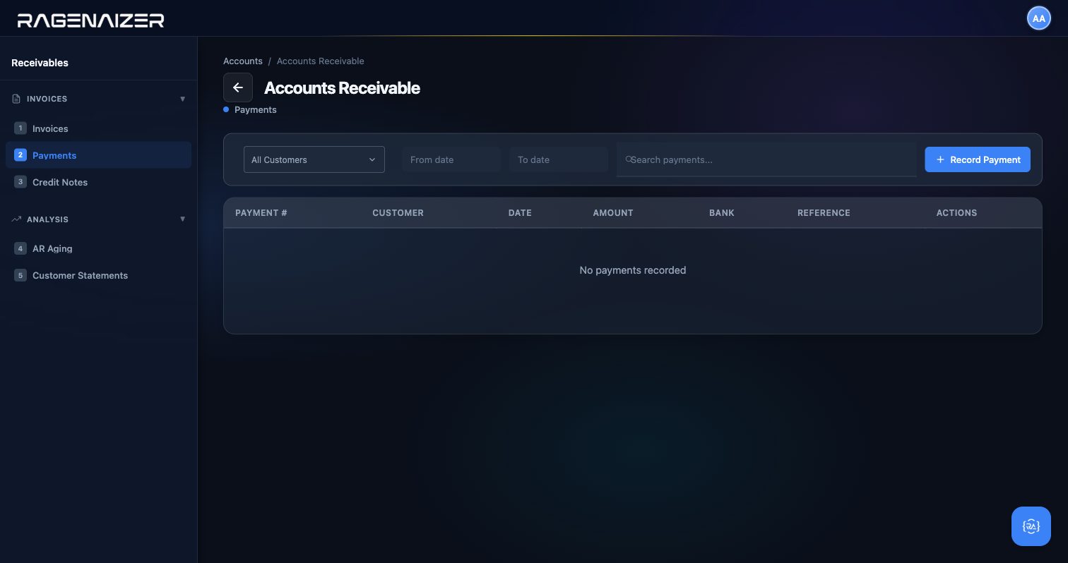 Customer payments empty