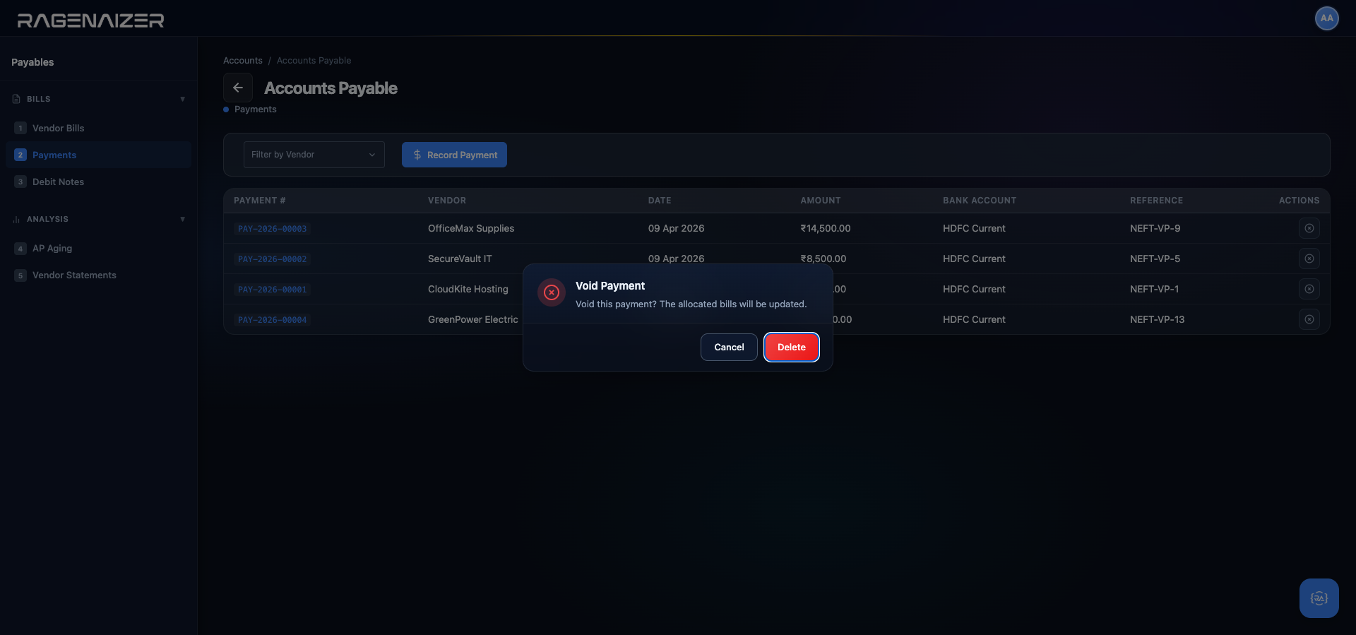Void Payment confirmation