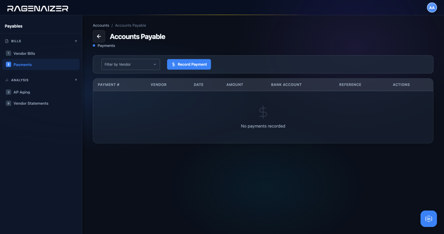 Vendor payments empty
