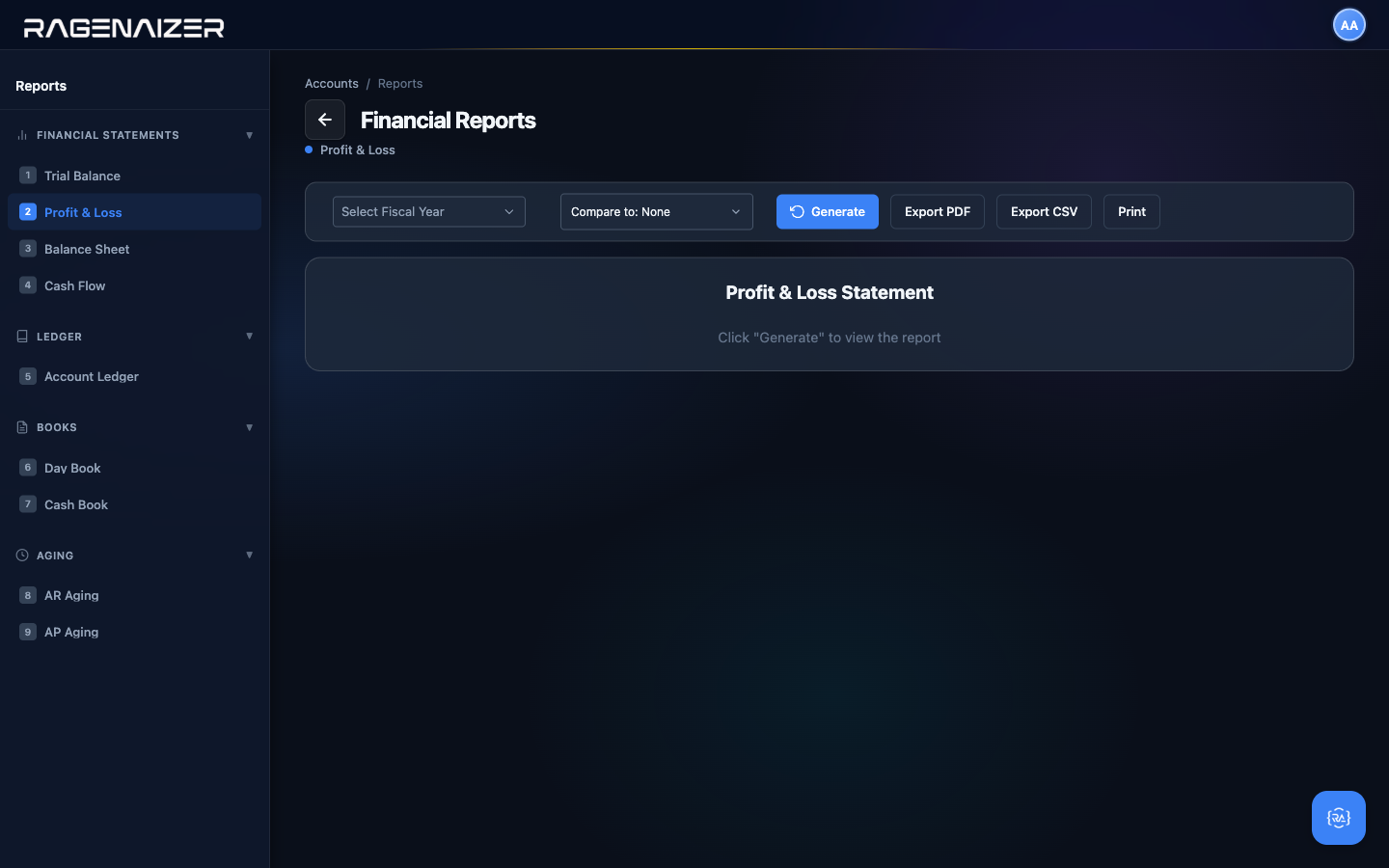 Compare to dropdown on reports toolbar