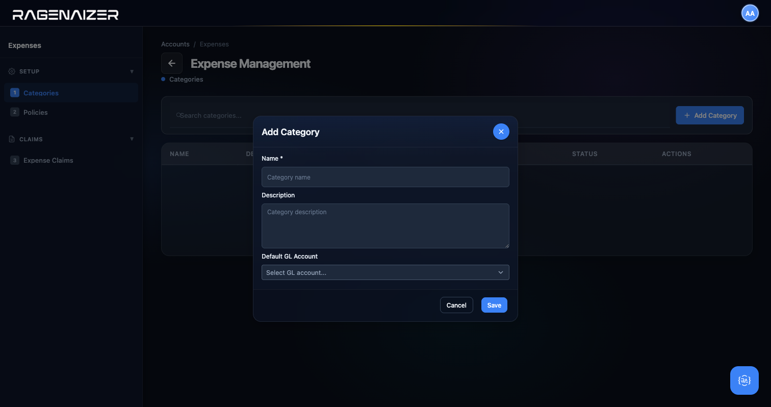 Category modal empty