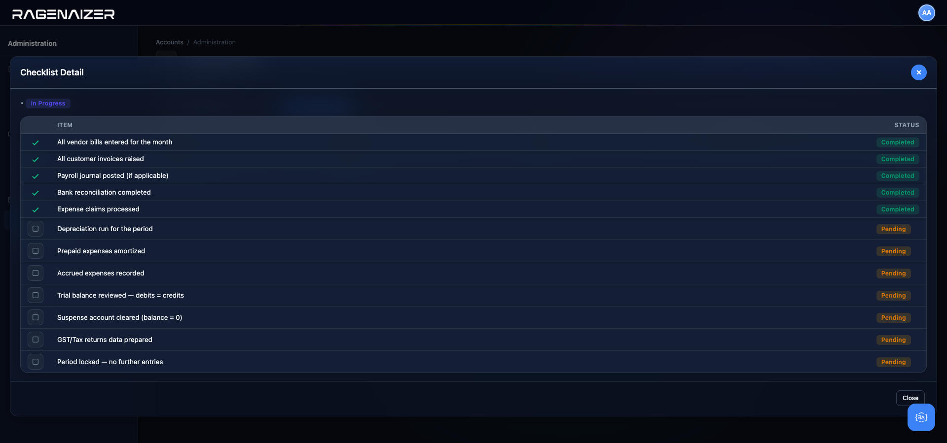 Checklist detail