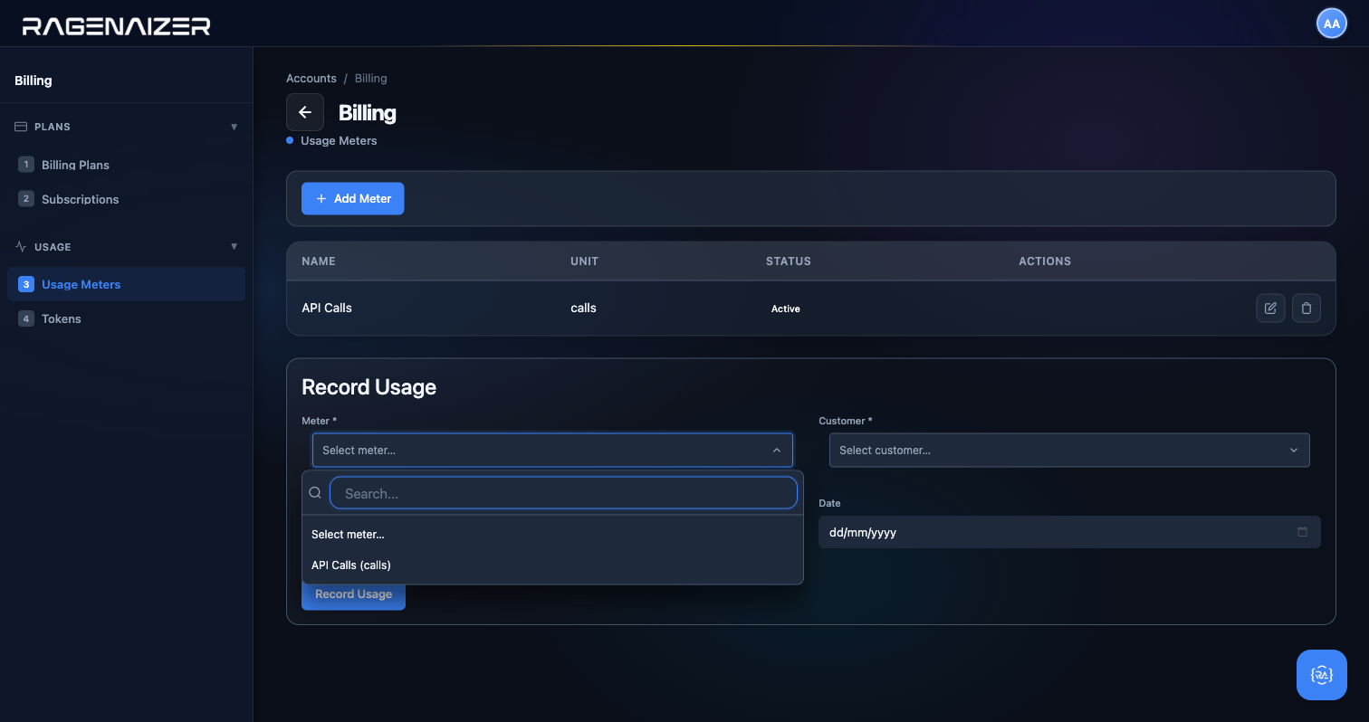 Record Usage searchable meter
