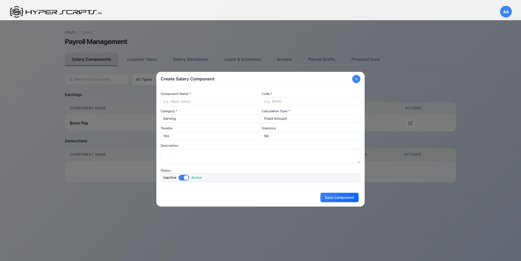 Empty Component Modal