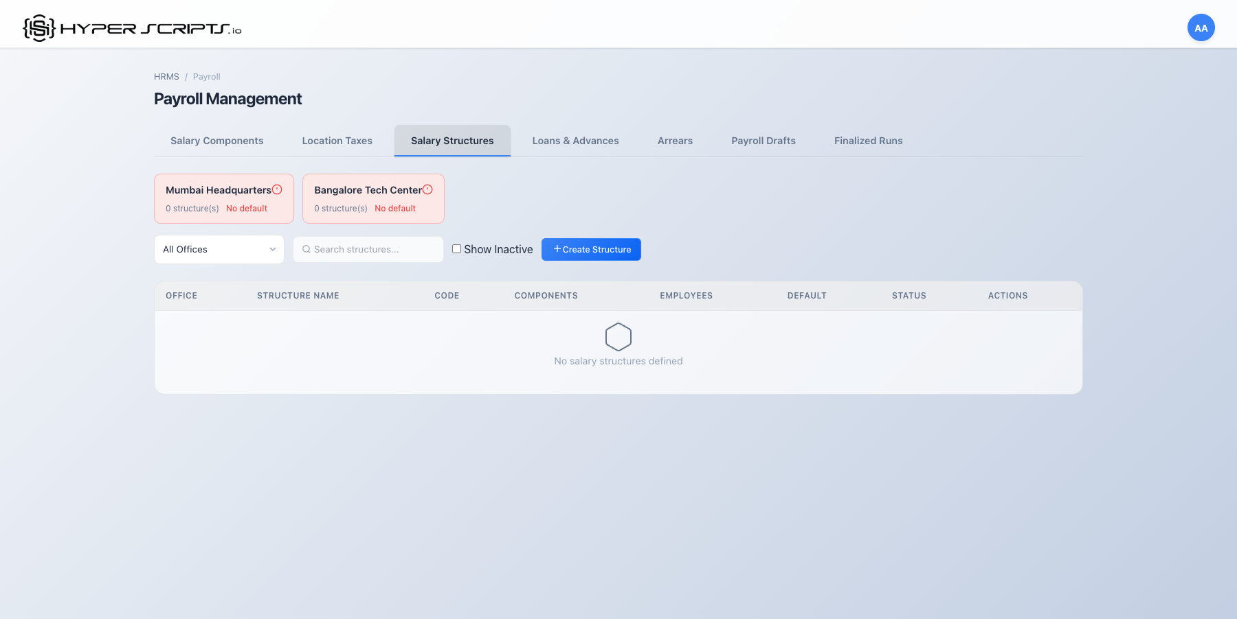 Empty Salary Structures