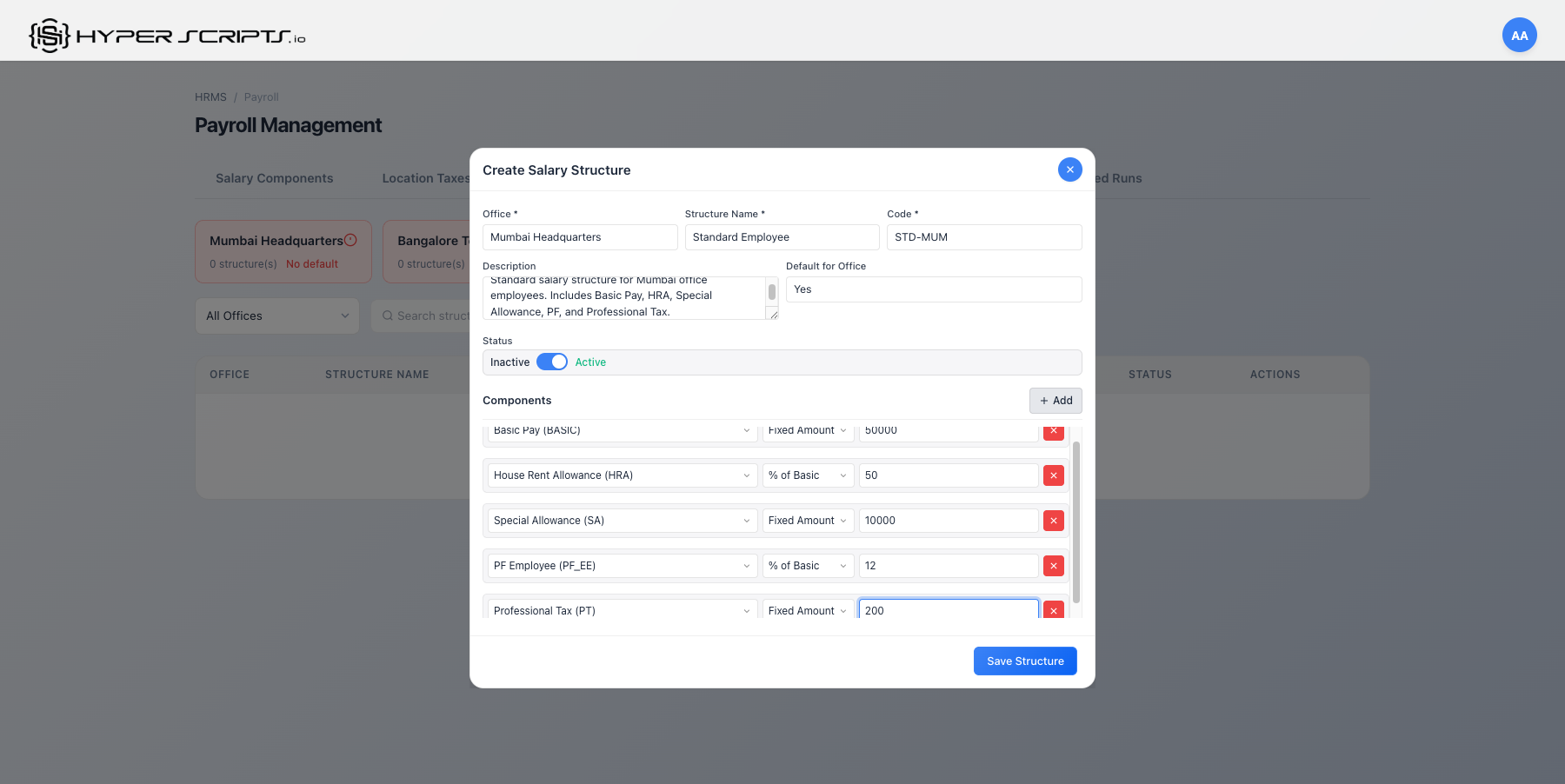Filled Structure Modal