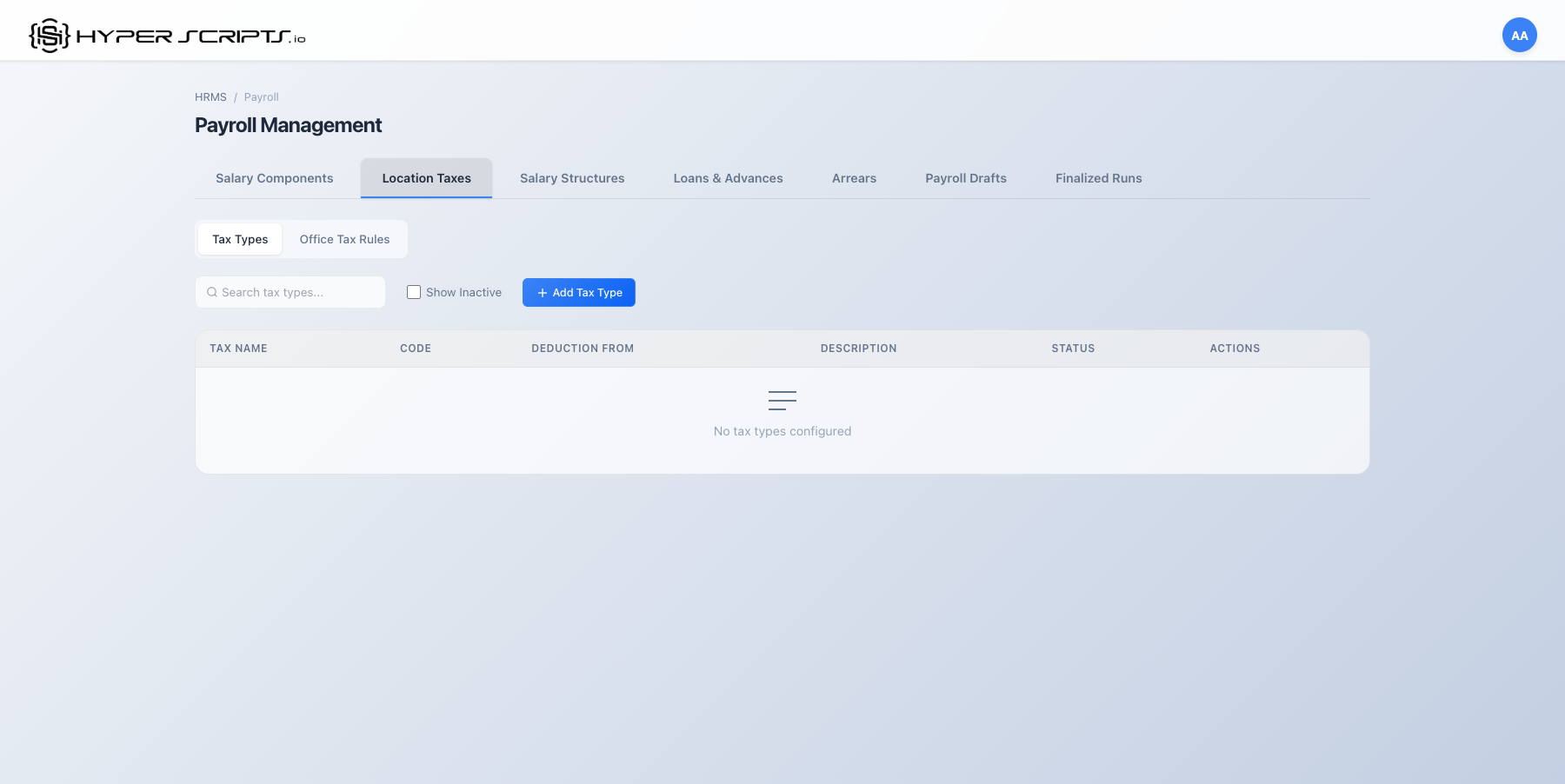 Location Taxes Empty