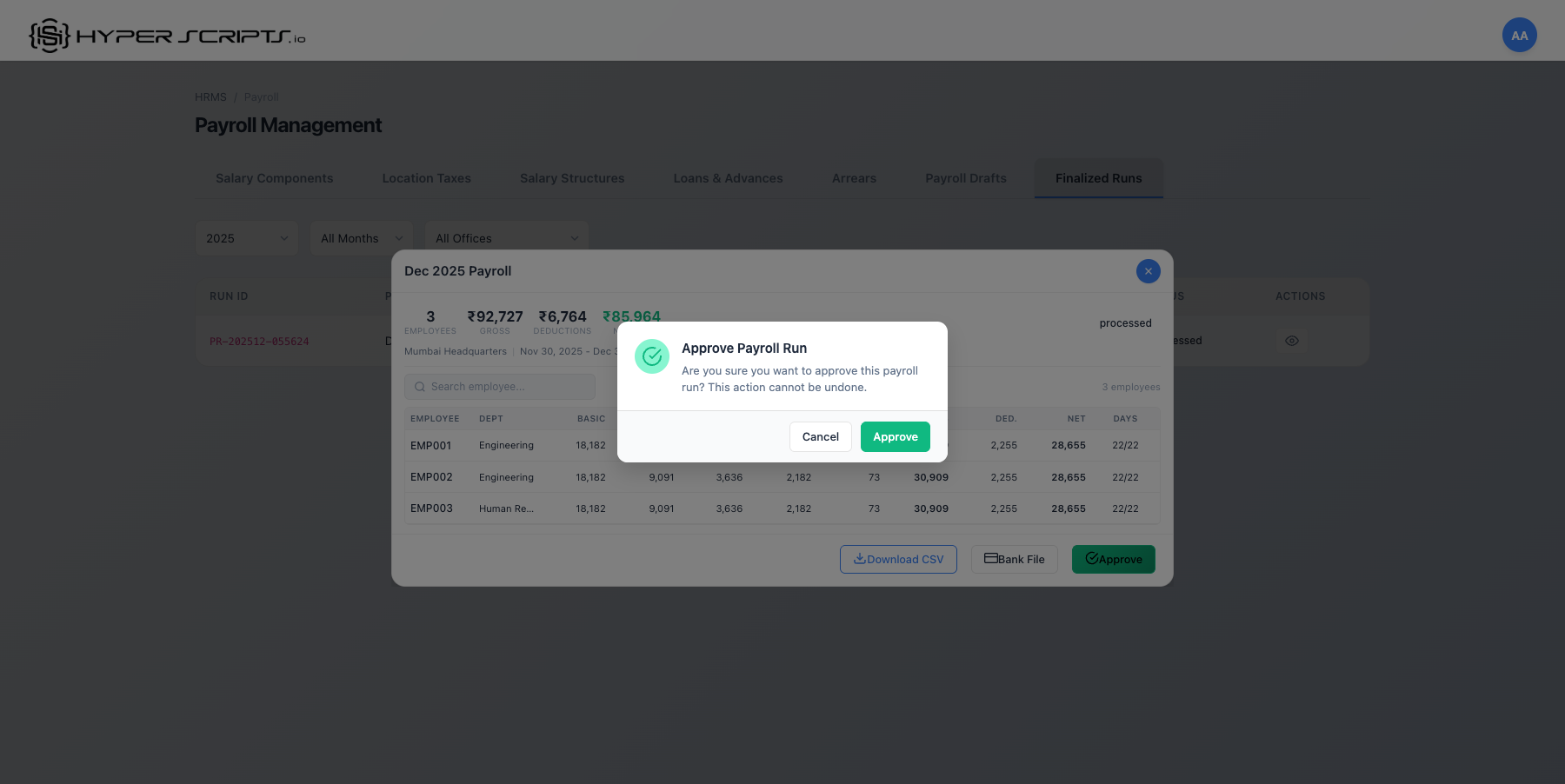 Approve Confirmation