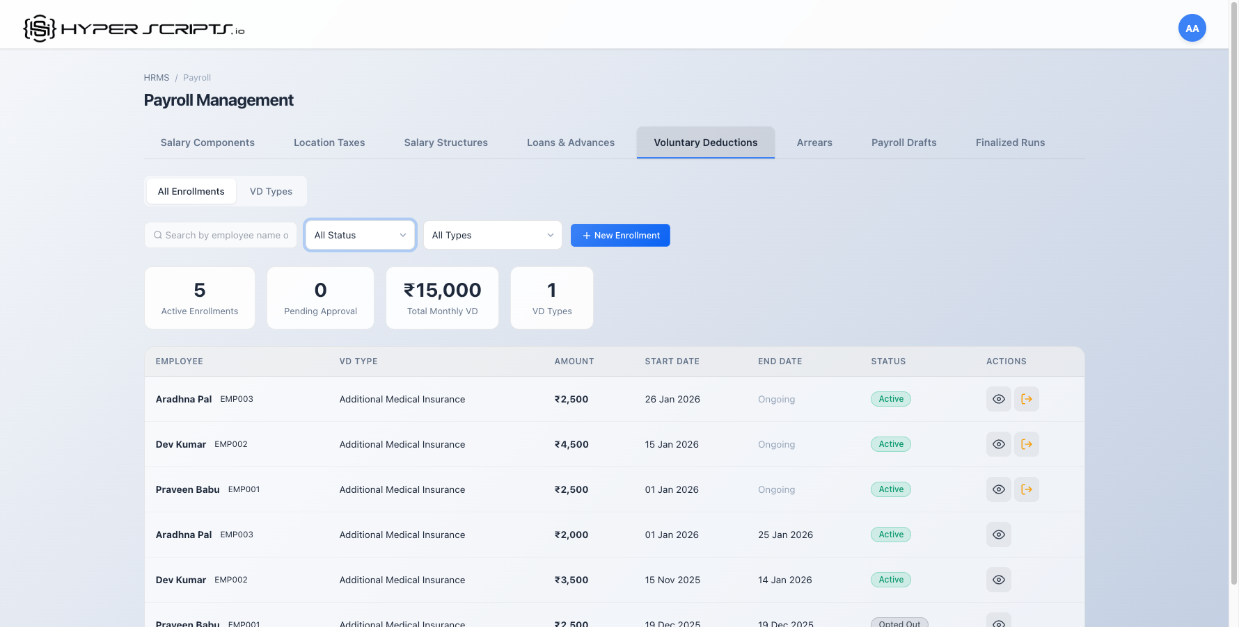 Status Filter Dropdown