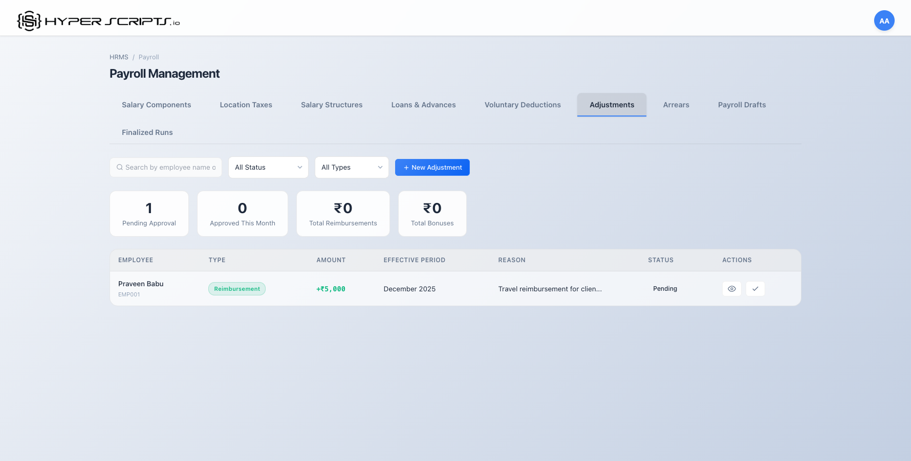 Reimbursement Created Successfully